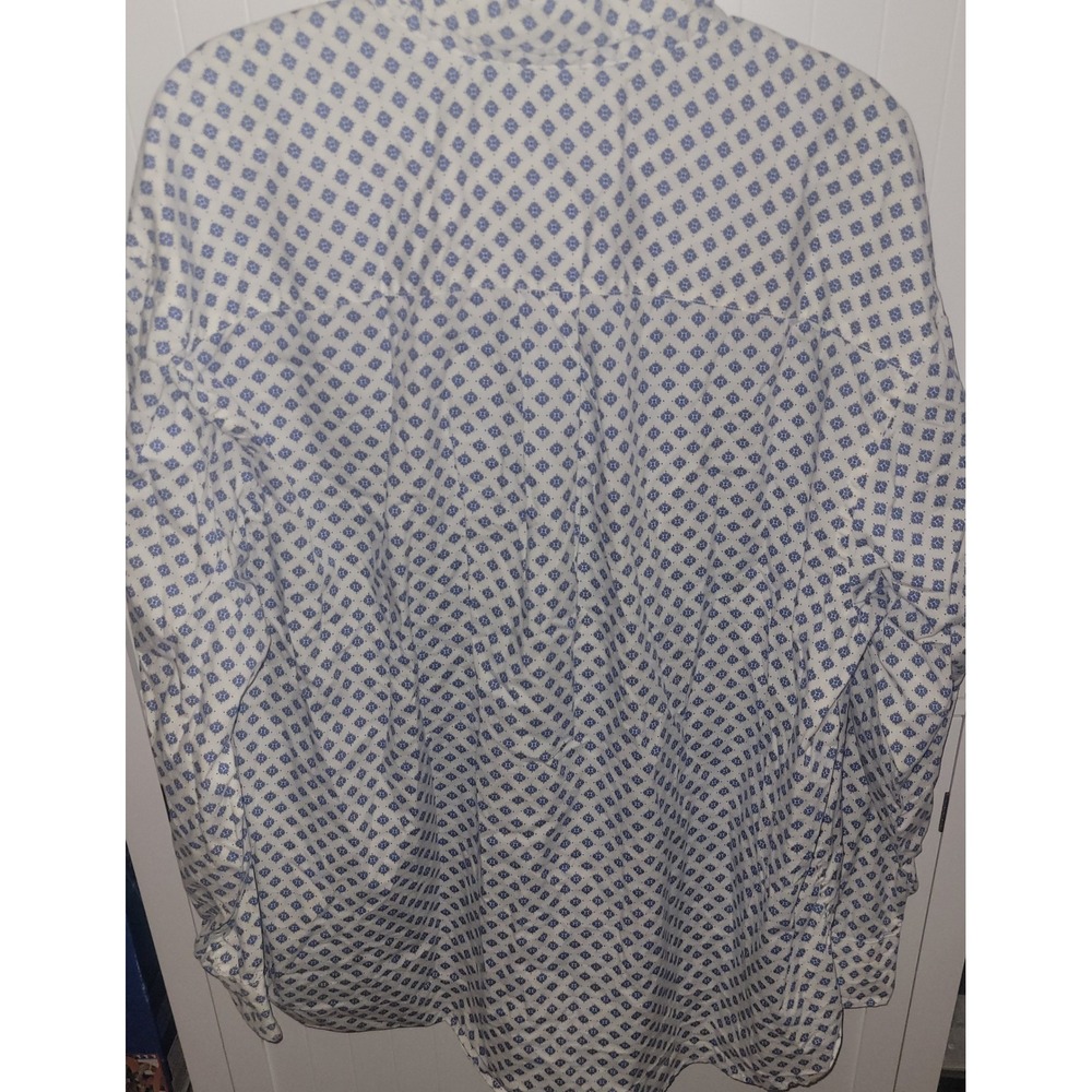 Wrangler George Strait Collection Mens XXL White Blue Geometric Button Shirt
